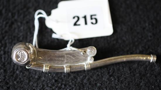 Victorian silver bosuns whistle